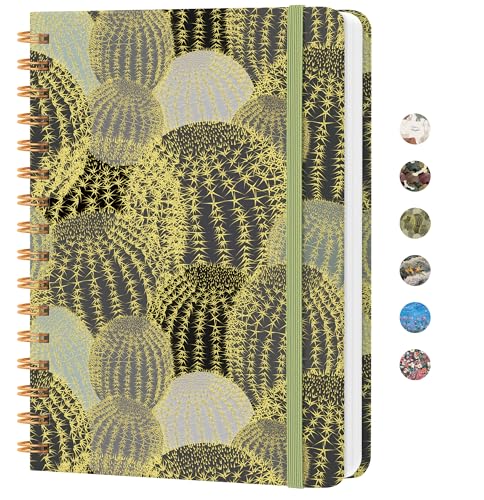 CICPAP Lined Spiral Journal Notebook, A5 College Ruled Notebook for Journaling, Note-Taking, and Daily Planning, Durable Hardcover with an Elegant Design, Cactus - color: T.Cactus