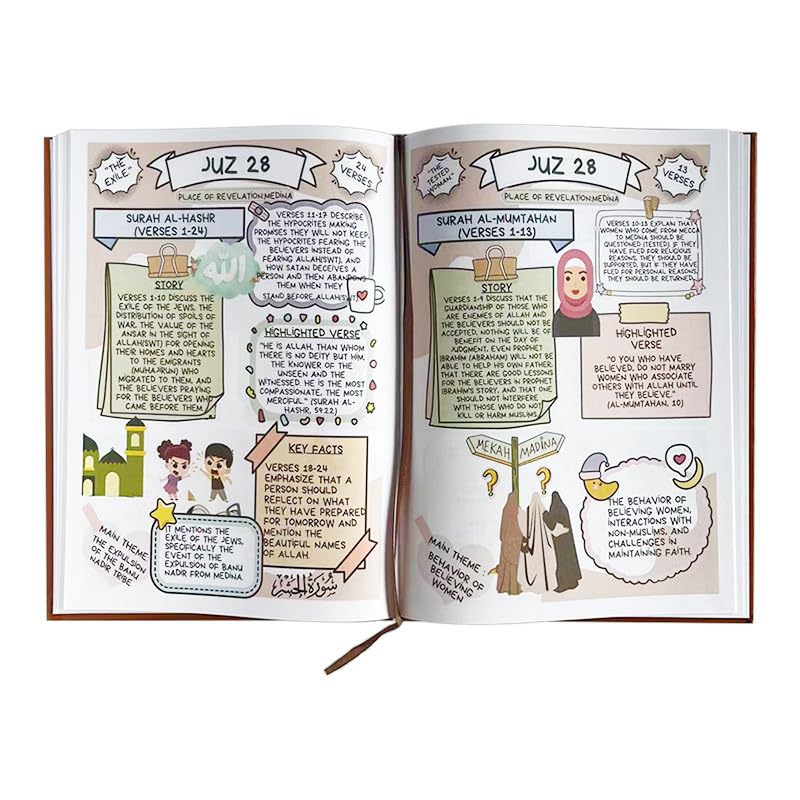 NDEMl Simple Illustrated Guide to the Quran, Bible Study Plan Notebook, brown cover, 18 * 25cm
