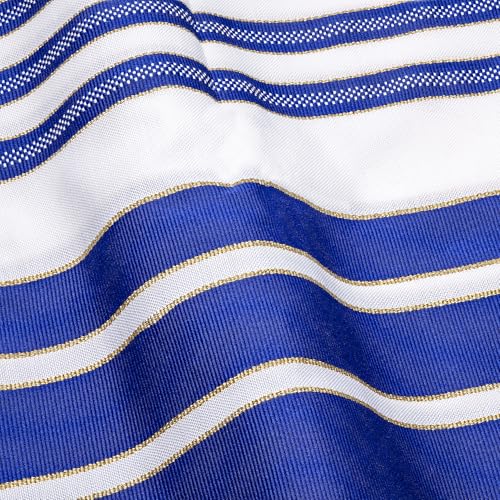 Full Size Tallit Prayer Shawl, Hand-Tied Tzitzit in Israel by a Jewish Craftsman, Blessing On Neckband - color: Blue & Gold, size: Size 55 - 72 x 52 Inch