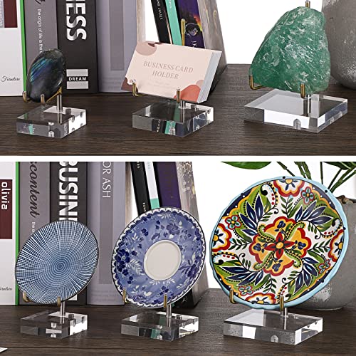 Hipiwe Adjustable Metal Arms Display Stand Easel with Acrylic Base, Medium | Display Easel Holder for Fossil Coral Geodes Rock Mineral Agate Crystals Seashell and Small Collectibles, 2x2x3 inch