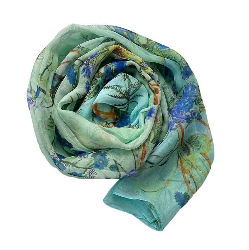 Xyueanlo Scarfs for Women Lightweight Scarves Fashion Print Floral Pattern Scarf Shawls - color: F-green