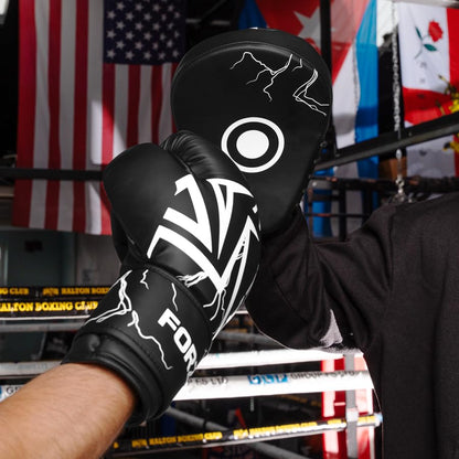 FORZA Boxing Focus Pads | Curved PU Leather Strike Mitts with Shock-Absorbing Foam – Premium Training Gear for Boxing, Kickboxing, and MMA - color: Black