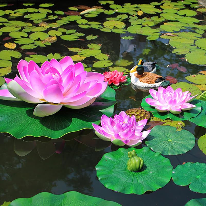 DOITOOL Lily Pads for Ponds Artificial Floating Foam Lotus Leaves, 3PCS Realistic Lily Pads Leaves Artificial Water Ornaments for Pond Pool Aquarium Water Decoration (40X40CM)