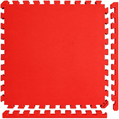 Meister X-Thick 1.5" Interlocking EVA Foam Mats - RD - 25 Tiles (100 Sqft) | Extra-thick 2X cushioning w/ anti-slip grip. 2' x 2' puzzle mats for wrestling, MMA, gymnastics, home gyms and play areas - color: Red, size: 25 Tiles (100 Sqft)