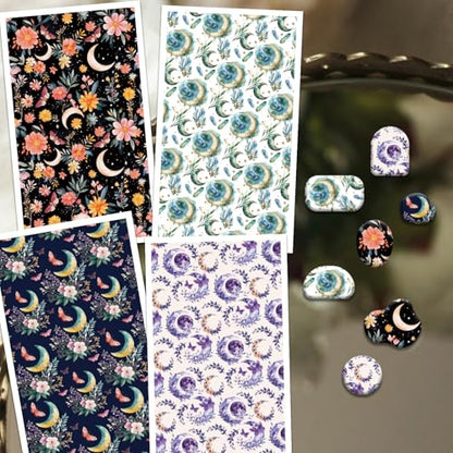 OLYCRAFT 24Pcs Dream Moon Pattern Clay Transfer Paper 4 Styles Transfer Paper for Polymer Moon Plants Polymer Clay Transfer Sheets Fantasy Theme Small Transfer Paper for Clay Earrings Jewelry Making - style: Dream moon