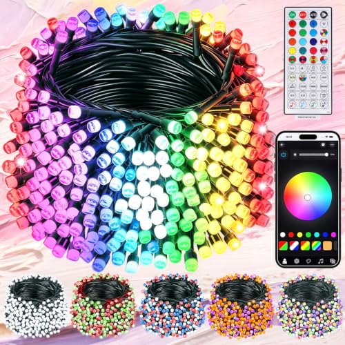 HOME LIGHTING Smart Color Changing Halloween Lights, 66FT 200 LED RGB String Lights with Remote & App Controlled, Music Sync Multiple Modes, Waterproof Indoor Outdoor Holiday Xmas Tree Party Decor - color: RGB with App Controlled