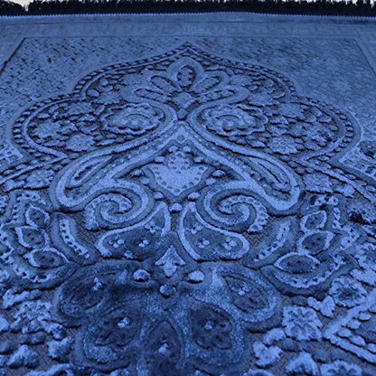 Modefa Prayer Rug - Luxury Velvet Muslim Prayer Rug with Tasbih Beads Soft Elegant Prayer Mat Meditation Mat - Plain Solid Turkish Prayer Matt Islam Ramadan Eid Gift - Paisley (Navy Blue) - color: Navy Blue