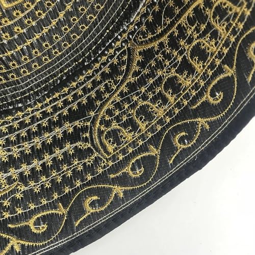 RUIXIA Men Boys Muslim Prayer Kufi Hat Skull Cap Embroidery Islam Kufi Headware takke Praying Beanie Hat Kofia Topi Hat - color: Gold/Black-adults