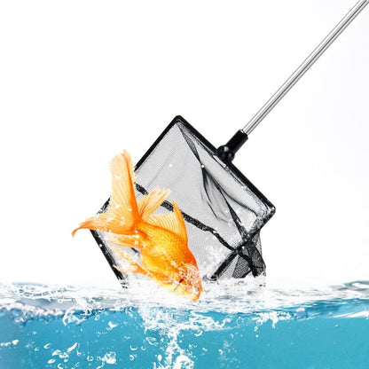 Fish Net for Fish Tank,2.5 Inch Deep Mesh Scooper with Extendable Handle up to 15.7 Inches Long Large Scoop, Telescopic Pond Skimmer Nets for Cleaning Tanks as Aquarium Accessories