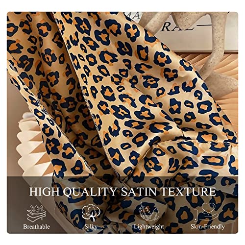 LumiSyne Satin Head Scarf Women Hijab Leopard Print Head Covering Headwear Turban Bandanas Sunscreen Scarf For Travel Beach