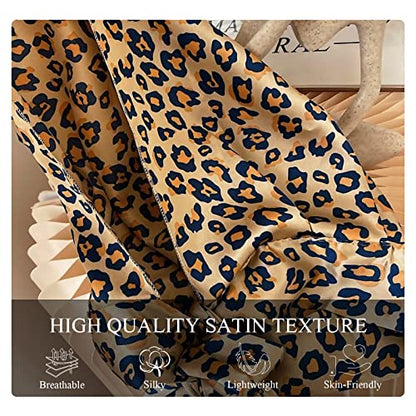 LumiSyne Satin Head Scarf Women Hijab Leopard Print Head Covering Headwear Turban Bandanas Sunscreen Scarf For Travel Beach