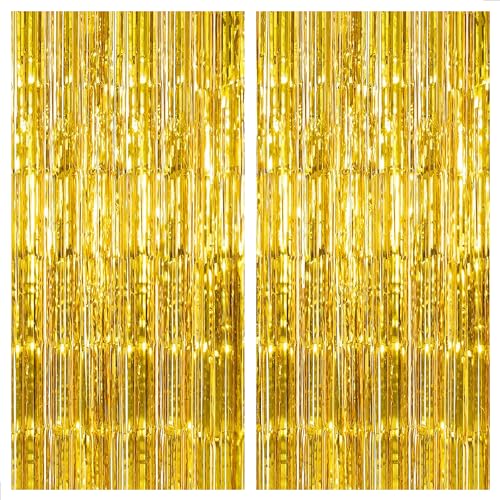 KatchOn, New Years Eve Plates and Napkins Set - Serve 25 Guest | Gold Fringe Curtain Backdrop, Happy New Year Banner | Gold Backdrop, New Years Plates and Napkins and Cups, Happy New Year Decorations