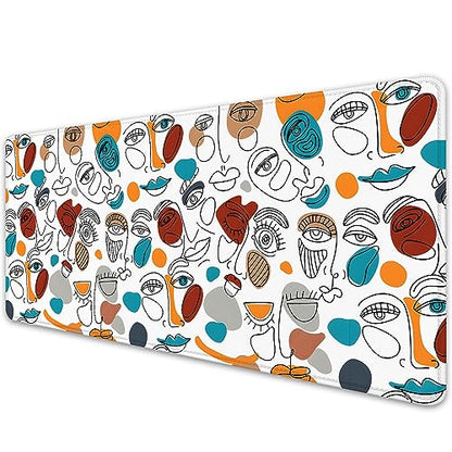 Abstract Face Desktop Mouse Pad Large - Cartoon Desk Mat for Keyboard and Gaming - Cute Office Home Work Mousepad (27.5X11.8 in) - color: Art Face