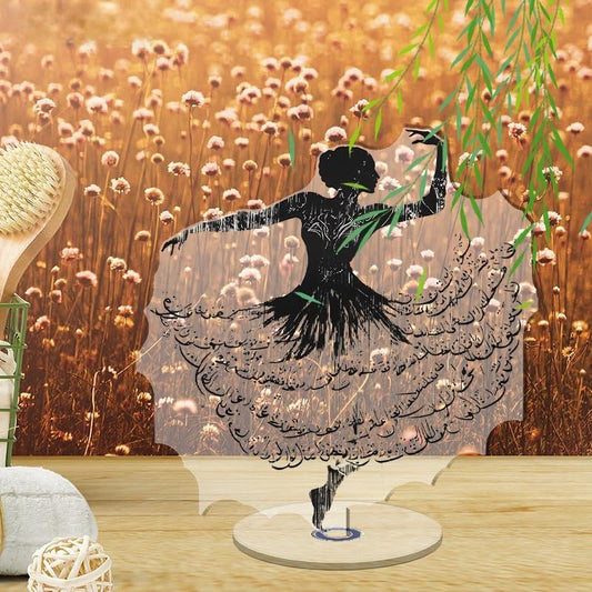 YLUYINOM 2D Flat Acrylic Display Plaque, Dynamic Dancer Figure Adorned with Flowing Arabic Calligraphy Rotating Decor for Relaxation and Aesthetic Appeal. Rotatable, with Base - color: Picture 23