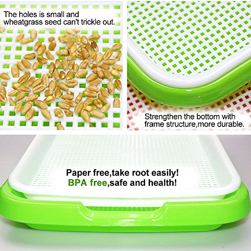 4 Layers Sprout Trays with Extra Strength Plastic Shelf Soil-Free Healthy Wheatgrass Seeds Grower & Storage Trays for Garden Home Office