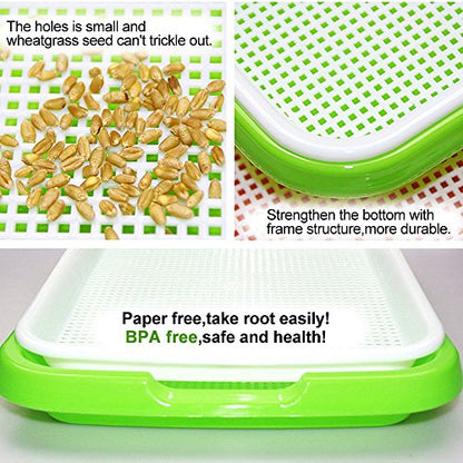 4 Layers Sprout Trays with Extra Strength Plastic Shelf Soil-Free Healthy Wheatgrass Seeds Grower & Storage Trays for Garden Home Office