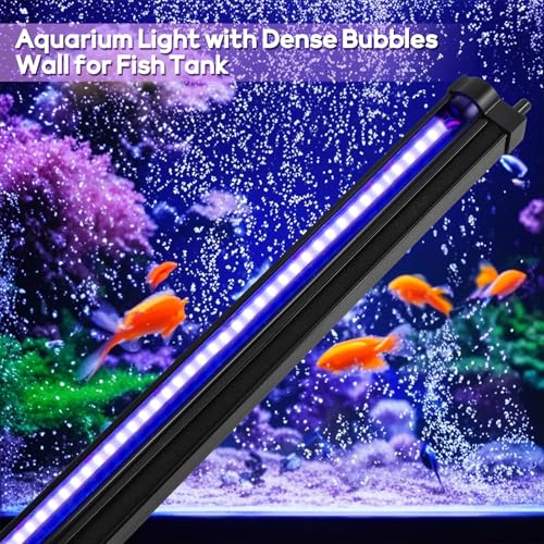 Bubble Fish Tank Light：Ip68 Waterproof Fish Aquarium Lights with Oxygen Boost for 12-17 inch Saltwater Freshwater Tanks -Submersible Led Lights with Remote for Aquatic Pet Plants Lovers - size: 12 inch Nanoscale Bubbles