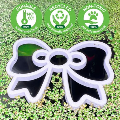 Fish Feeding Portals for Betta & Aquariums | Floating Food Rings & Breathing Windows (Bow Shape) (Pink) - color: Pink