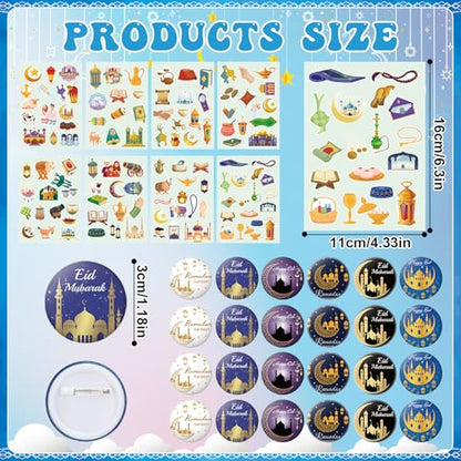116 Pcs Eid Ramadan Mubarak Gifts Ramadan Stationery Include 36 Ramadan Pencils 36 Wristbands 36 Badges 8 Stickers for Eid Mubarak Party Favor Decor Supplies Ramadan Gift