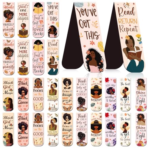 Wxiben Black Girl Magnetic Bookmark - 30 Pcs Black Women Inspirational Quotes Book Mark Magnets Reading Bookmarks Magnetic African American Women Book Markers Page Clip for Students Teachers Gifts - style: Black Girl