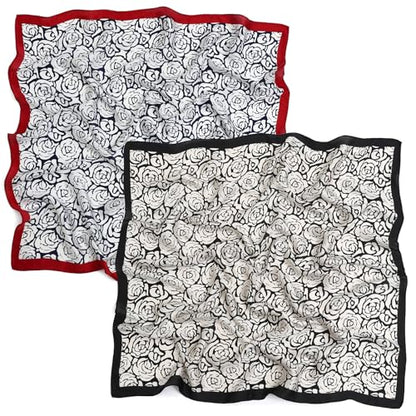 STARWHISPER 27" Square Head Scarf for Women Silk Feeling Satin Scarf Women Fashion Silk Scarf for Wrapping Hair - color: Rose World2