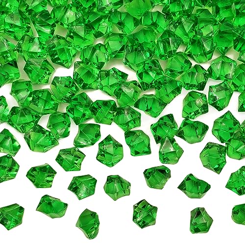 Green Vase Fillers for Home Decor, Vase Decor Filler, 150 pcs Reusable Fake ice Cubes for Photography Accessories Props Decoration for Wedding, St Patricks Day Vase Filler - color: Dark Green-16*22mm-150pcs