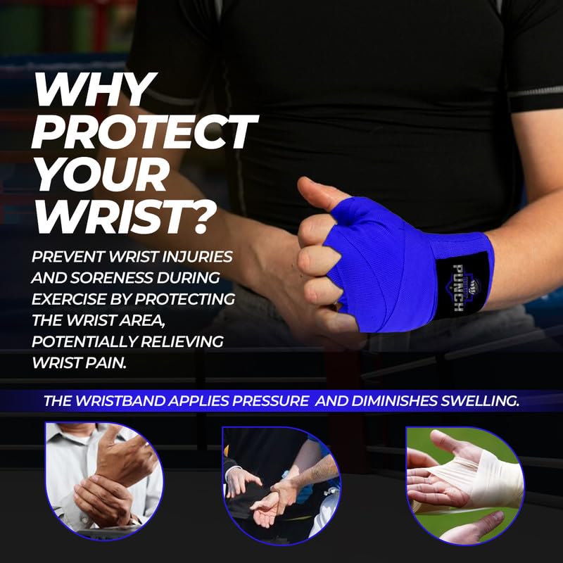 ProShield Boxing Wraps| 180-Inch Bandages| Boxing Hand Wraps Protection for Muay Thai MMA and Kickboxing - color: Blue, size: 118"