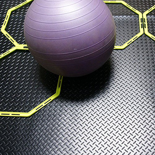 Rubber-Cal Diamond-Plate Rubber Flooring Roll - 3 mm x 4 ft x 5 ft Roll - Black - size: 60"L x 48"W x 0.1"Th