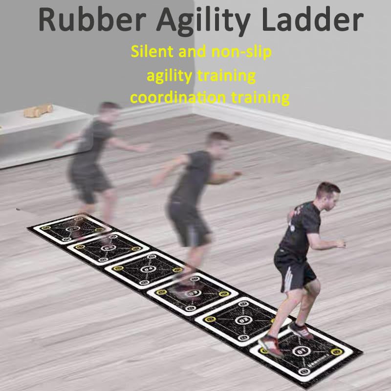 Rubber Agility Ladder 8.8 Ft Non-Slip Speed Agility Training Ladder for Soccer Footwork Training，Flat Agility Ladder for Children's Physical Training Equipment - color: 12 ft