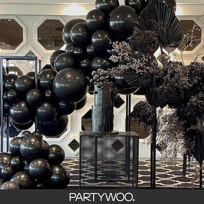 PartyWoo Black Balloons 128pcs Different Sizes of 18 12 10 5 Inch - color: Black-y18