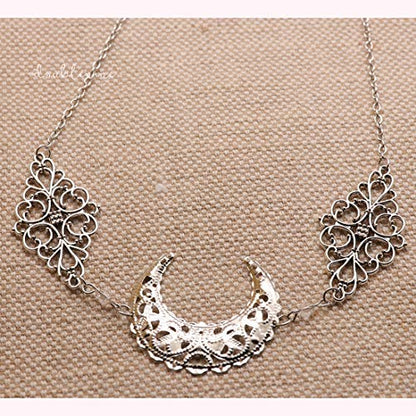 Doubnine Crescent Moon Boho Head Chain Pendant Gothic Forehead Headpiece Headband Retro Hair Accessories Wedding Head Dress for Women Bride Women - color: clear beads