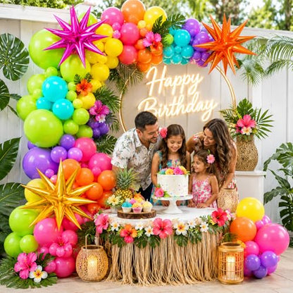 Summer Tropical Balloon Arch Kit for 4D Star Foil Balloons Hot Pink Green - color: -Topical