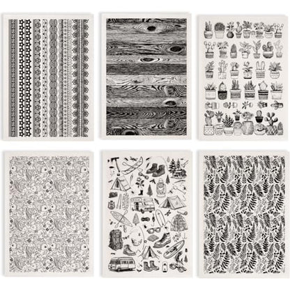 SUPERDANT 6PCS Mixed Underglaze Paper Transfer Potted Plants Fish Transfer Paper for Clay Ceramic Camping Lace Porcelain Under Glaze Transfers for Pottery Underglaze Decal Papers Handcrafted Gifts - style: Mixed Styles (Lace Trim)
