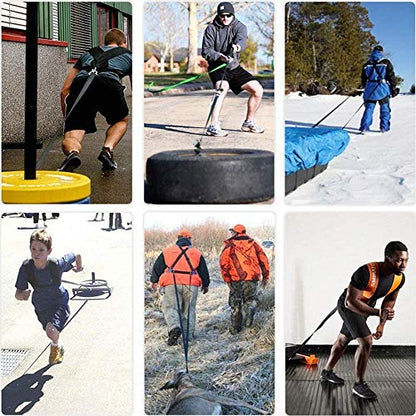 Sled Harness Tire Pulling Harness, Sled Shoulder Harness Adjustable Fitness Workout Speed Training Trainer Belt with Pull Strap for Pulling Speed Training,