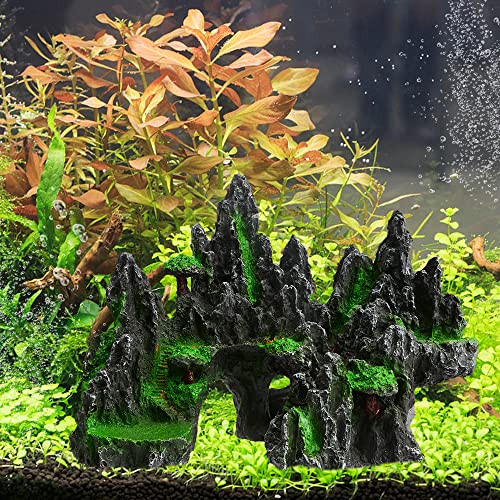 Saim Fish Tank Decorations - Mountain View Aquarium Ornament (Small) - size: Small