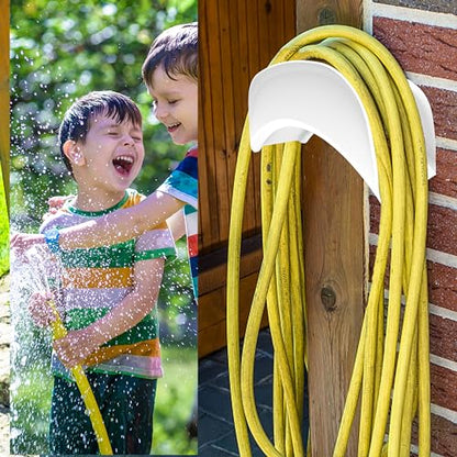 Gardzen 2-Pack Steel Wall-Mounted Heavy Duty Black Hose Bracket, Car Hose Holder, Carrier, Support for Garden Hose Hanger - size: White - 2 Pack