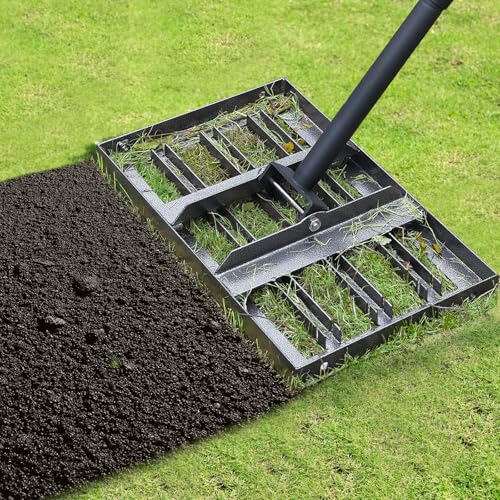 Lawn Leveling rake 17"x9.4" Levelawn Tool with 70.5" Adjustable Long Handle Heavy Duty Landscape Leveling Rake Lawn Leveler Yard Tool for Backyard, Golf Course, Garden, Pasture, Farm