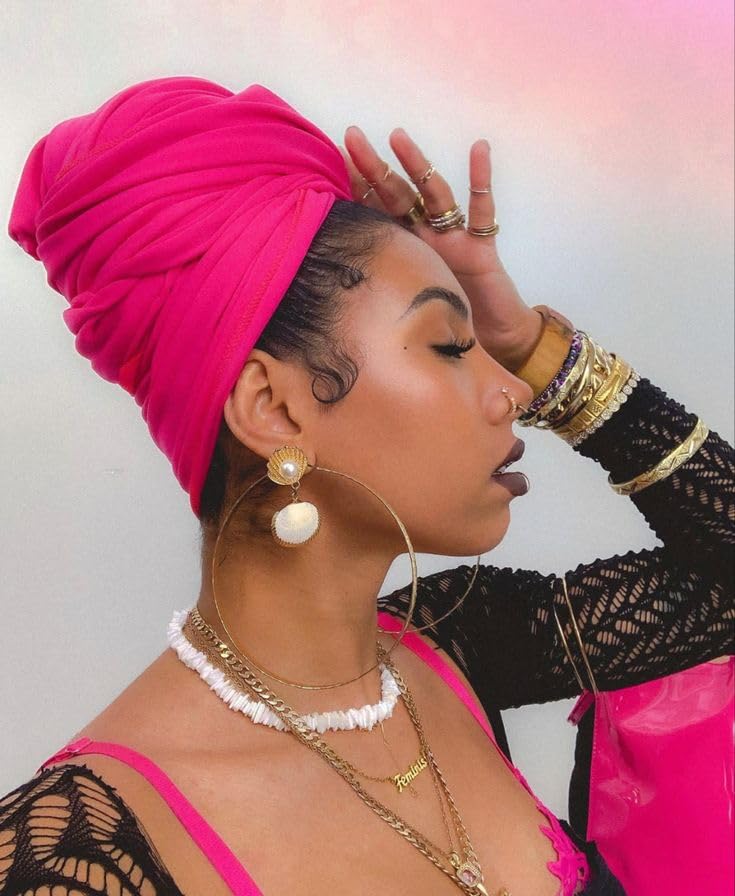 Hijab Scarf for Women Soft Muslim Hijabs Head Wrap Scarves Fashion Long Hair Shawls Stretchy Muslin Headscarf - color: Hot Pink Hijab Scarf for Women