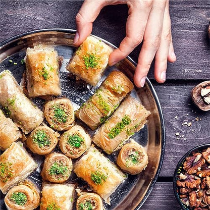 Anabtawi Middle Eastern Sweets - 50-Piece Assorted Baklava, Pistachio and Almond Pastry - Traditional Arabic Baklava Gift Box - No Preservatives, No Additives - Gourmet Baklava Pastry Boxes - 400g - size: 14.1 Ounce (Pack of 1)
