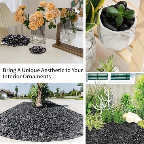 10lb Black River Rock, Suitable for Aquarium Gravel, vase Decorative Stone, Plant Rock, Rock for houseplants
