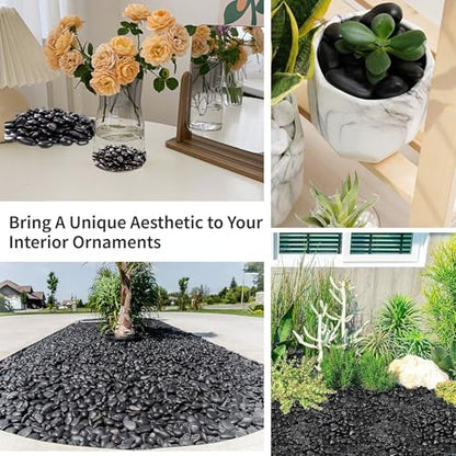 10lb Black River Rock, Suitable for Aquarium Gravel, vase Decorative Stone, Plant Rock, Rock for houseplants
