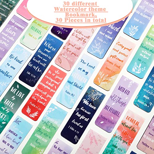 Chinco 30 Pcs Magnetic Bookmarks Christian Bookmarks Bulk Bible Verse Inspirational Scripture Page Clips for Women Childrens Kids Teachers Mothers Day Church Supplies School Gifts(Watercolor) - style: Watercolor