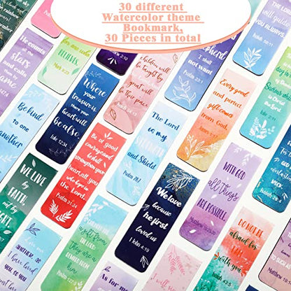Chinco 30 Pcs Magnetic Bookmarks Christian Bookmarks Bulk Bible Verse Inspirational Scripture Page Clips for Women Childrens Kids Teachers Mothers Day Church Supplies School Gifts(Watercolor) - style: Watercolor
