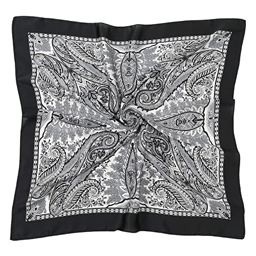 RIIQIICHY Women Head Hair Scarf Like Satin Silk Scarf Sleeping Hair Wrapping Night 27.5" - color: Black/White/Slate Grey