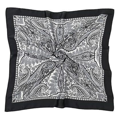 RIIQIICHY Women Head Hair Scarf Like Satin Silk Scarf Sleeping Hair Wrapping Night 27.5" - color: Black/White/Slate Grey