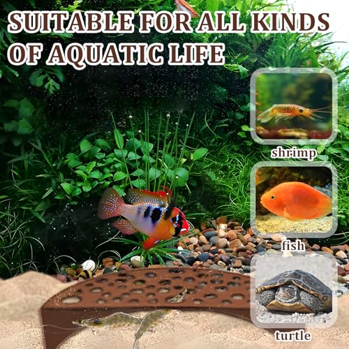 2 Pcs Shrimp Cave, Hideout Hides for Aquarium Hide Cave Fish Tunnel Hides for Shrimps Breeding Hiding Aquarium Fish Tank Accessories Decor (Light Brown + Green)