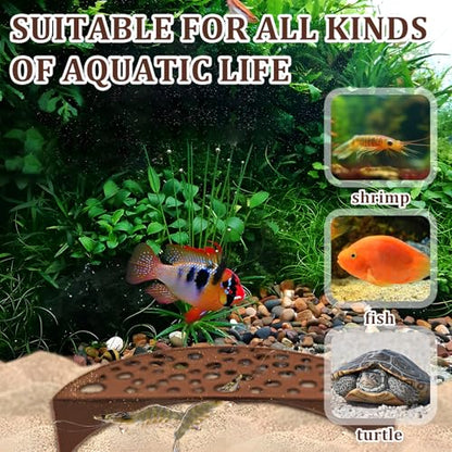 2 Pcs Shrimp Cave, Hideout Hides for Aquarium Hide Cave Fish Tunnel Hides for Shrimps Breeding Hiding Aquarium Fish Tank Accessories Decor (Light Brown + Green)