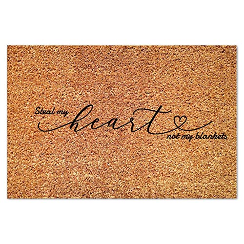 Steal My Heart Not My Blankets Coir Door Mat Rectangular Rug Family Quote Rustic Weather Resistant Non Slip Mat for Indoor Outdoor Porch Home Entryway 16x24in - color: Style-8, size: 2' x 1'4" (Rectangular)