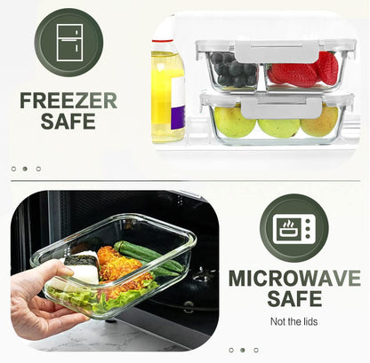 10 Packs 30 oz Glass Meal Prep Containers with Lids, White | Glass Food Storage Containers with Lids,Airtight Lunch Bento Boxes,Microwave, Oven, Freezer and Dishwasher - color: White