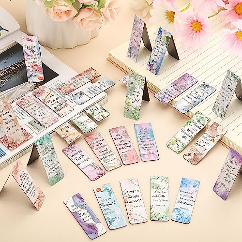 Chinco 30 Pcs Magnetic Bookmarks Christian Bookmarks Bulk Bible Verse Inspirational Scripture Page Clips for Women, Childrens, Kids, Teachers, Mothers Day, Church Supplies, School Gifts (Floral) - style: Floral